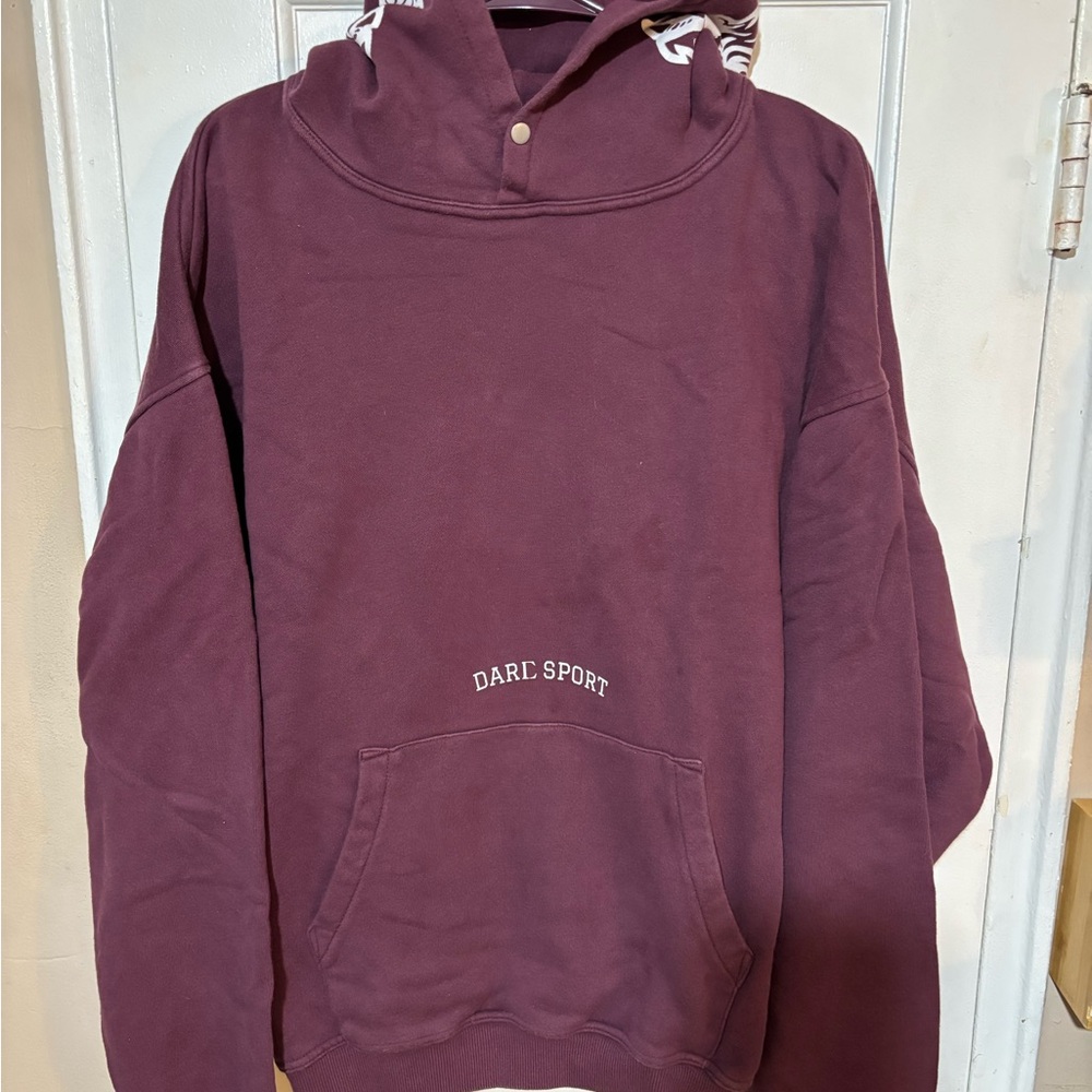 Darc Sport Men's Maroon Crewneck Hoodie Sweatshirt